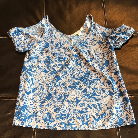 Forever 21 Tops - Fancy Blue Cold-Shoulder Top